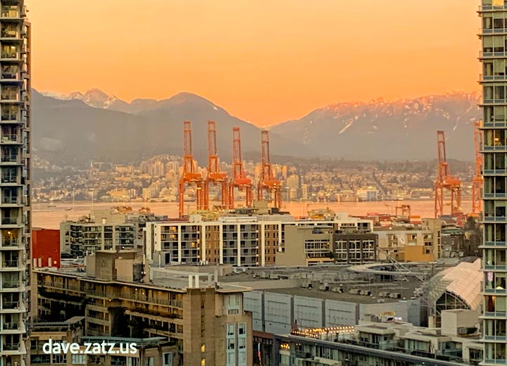 fiery orange sunset in Vancouver